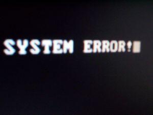 system error displayed on screen
