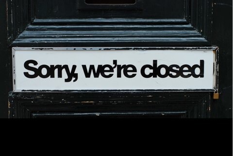 sorry we're closed sign