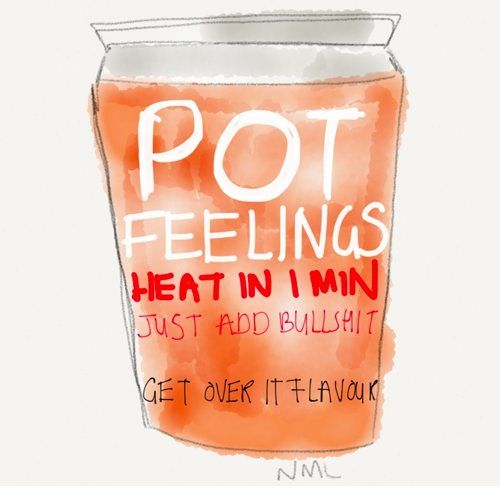 Pot Feelings. Heat in 1 minute. Get Over It Flavour. Like Instant feelings in a cup to go in the microwave